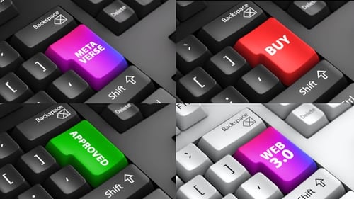Keyboard with Custom Enter Key Web 3.0 - Metaverse - Approved - Denied - Buy - Unlock