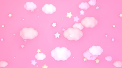 Dreamy Pink Clouds and Stars Floating Loop Animation