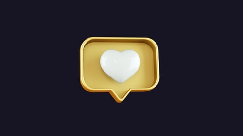 3D Social Media Like Notification Heart Icon Animation
