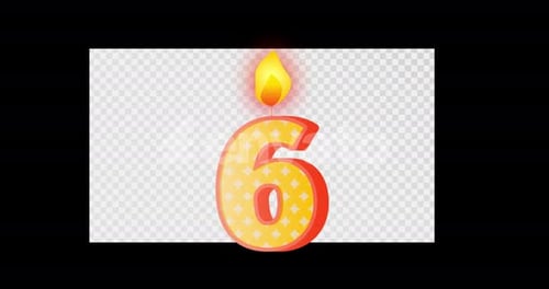 Number Six Birthday Candle Alpha