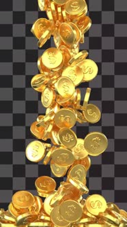 Falling Golden Coins Piling Up Animation