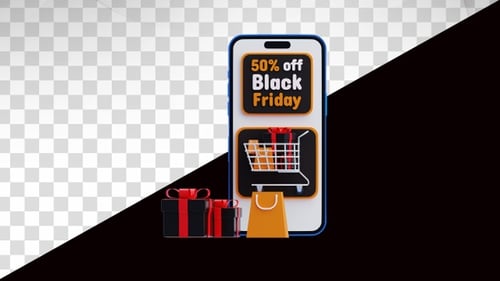 Black Friday mobile sale promo 3d animation