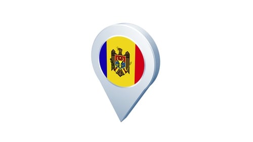 Spinning 3D Location Pin with Moldova Flag