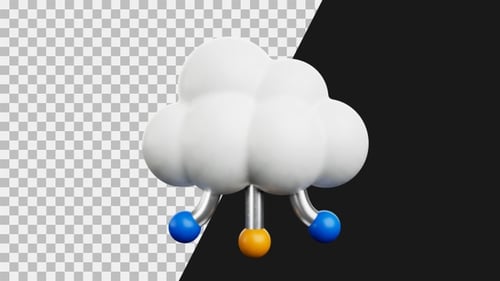 Modern 3D Cloud Computing Network Icon Animation