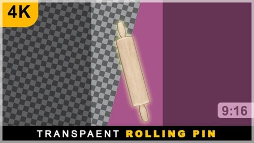 Portrait Roller Pin 3D Render 360 Rotating On Transparent Background