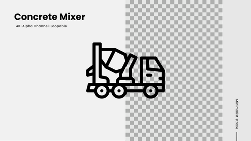 concrete mixer line icon animation
