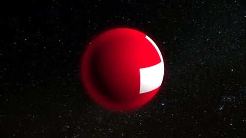 3D Glossy Red Sphere with White Cross Logo Reveal