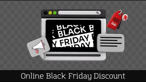 3D Black Friday Sale Advertisement with Browser Window Icons
