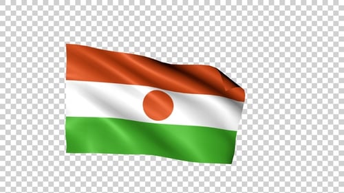 Realistic Waving Niger National Flag with Alpha Channel