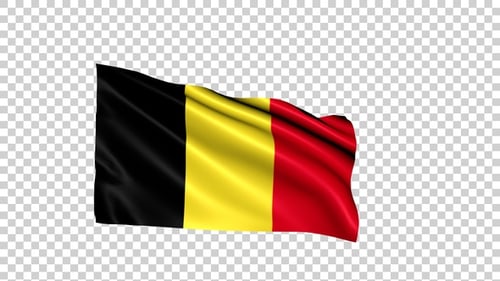 Waving Flag of Belgium Animation with Alpha Channel