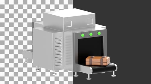 Animação 3D do scanner de bagagem de aeroporto X-Ray | Alpha Channel