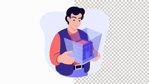 Futuristic Architect Using Holographic City Animation Alpha Channel