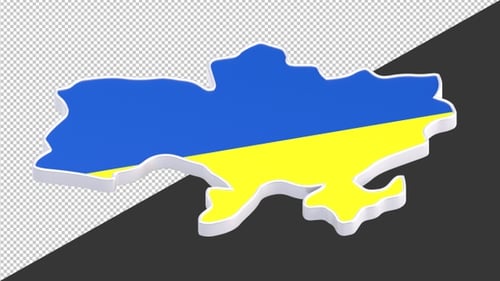 3D Ukraine Map with Flag Animation