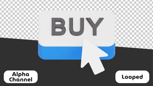 3D Buy Button with Cursor Click Animation | Alpha Channel