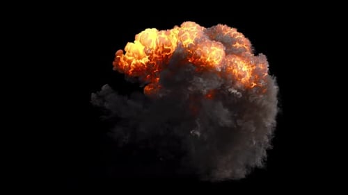 Cinematic Large Scale Fire Explosion and Billowing Smoke