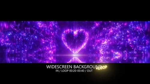 Abstract Glowing Heart Particle Loop Background