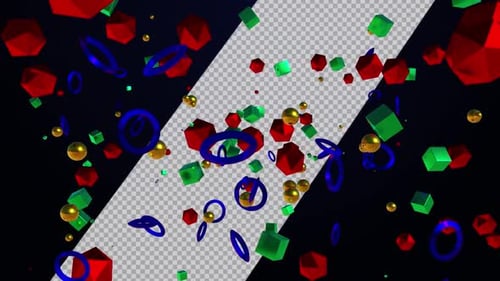 Colorful 3D Geometric Shapes Floating Seamlessly Loop Background Overlay