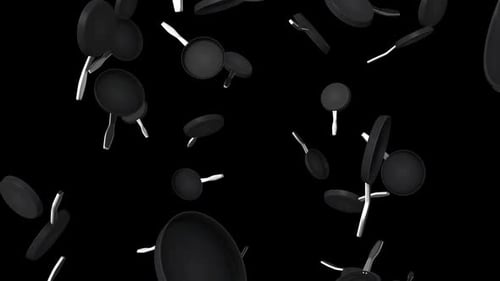 Animated Falling Frying Pans Video Overlay Element