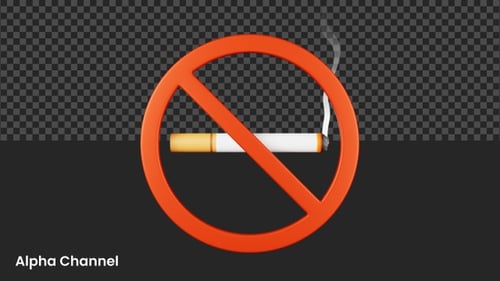No Smoking Symbol Animation with 3D Rendered Elements