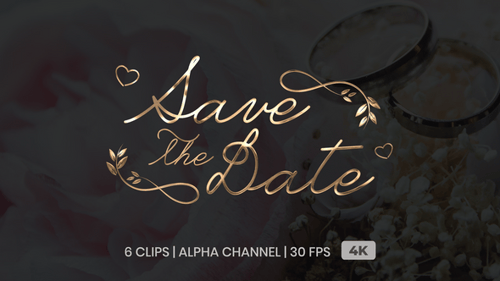 Elegant Golden Save The Date Handwritten Text Reveal