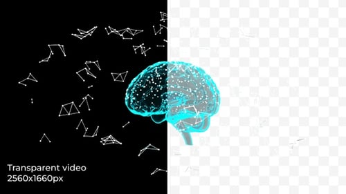 uturistic Rotating Brain Animation (2K, Transparent Alpha Channel)