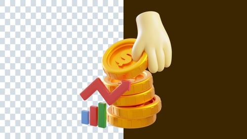 Investment Growth 3D Animations | Alpha Channel