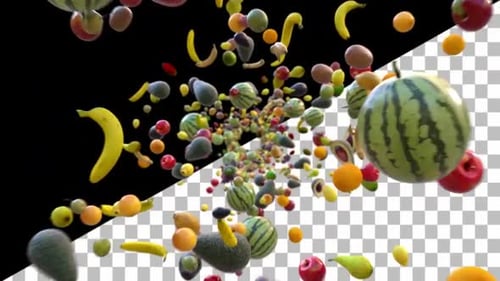 Dynamic Swirling Mixed Fruits Animation