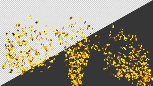 3D Golden Confetti | Alpha Channel