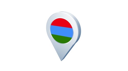 Animated 3D Location Pin with National Flag Rotation