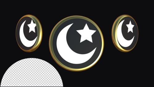 Golden Crescent Moon and Star Spinning Logo Animation