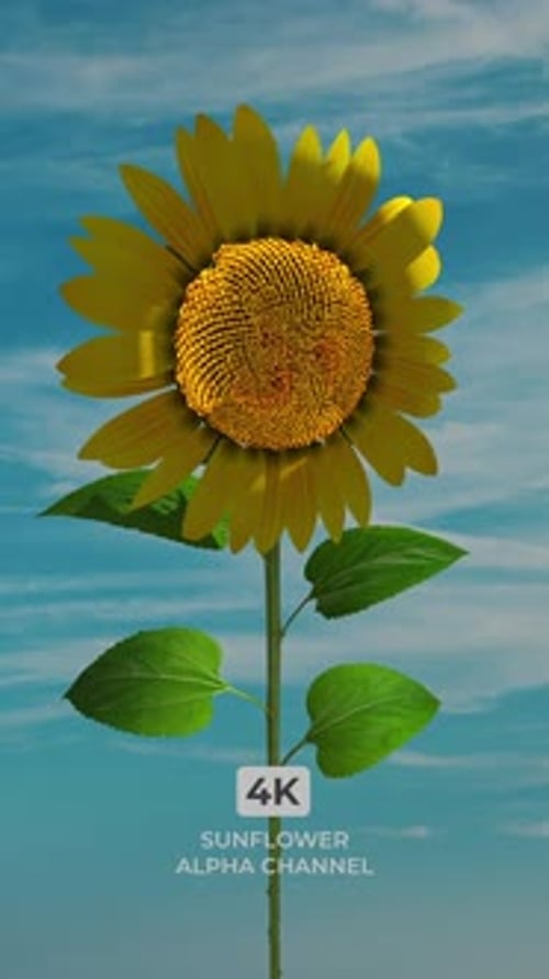 Beautiful Sunflower Isolated on Black Background with Alpha Channel
