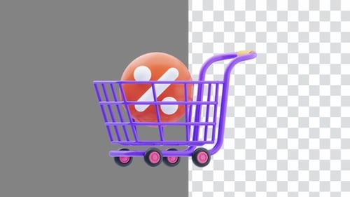 Shopping Cart 3d animation | Alpha Channel