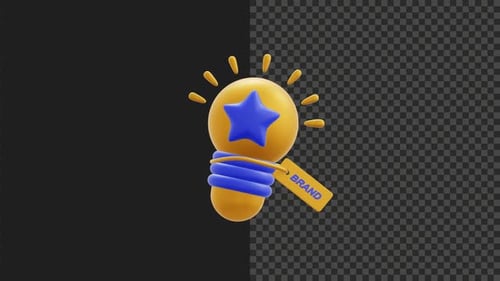 Modern 3D Lightbulb Idea Animation with Brand Tag Reveal