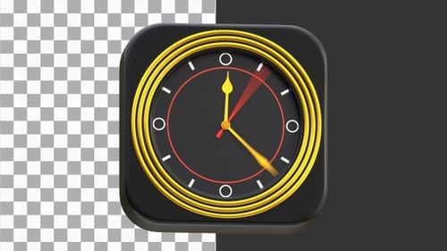 Animação 3D do relógio analógico moderno | Alpha Channel