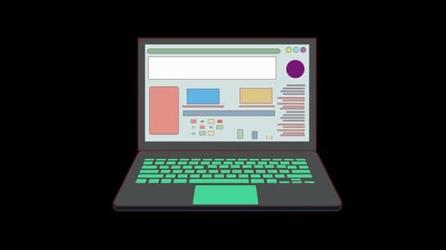 Animated Laptop Screen Displaying Website UI Outline