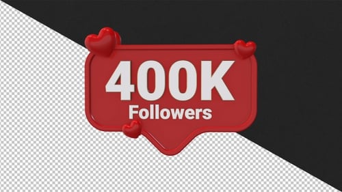 Animated 3D 400K Followers Social Media Notification