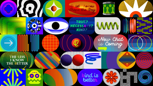 Vibrant Abstract Composition Collage – Modern Graphic Design Pop Color Elements Set Seamless Loop