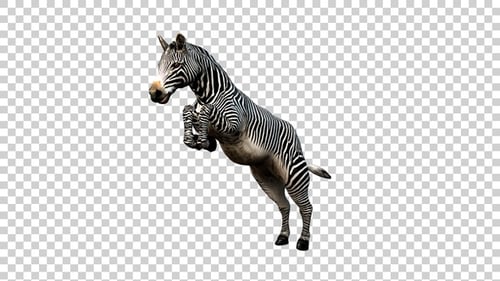 Zebra Jumping Angle View