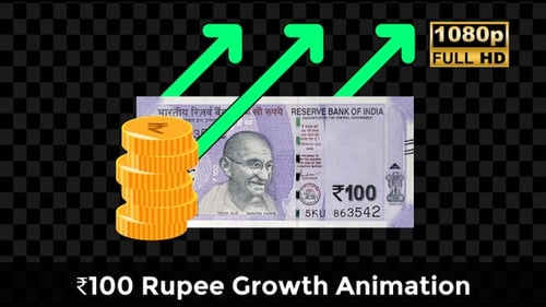 ₹100 Rupee Growth Animation – Indian Finance Icon for Banking And Investment Use