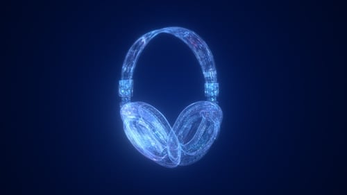 Futuristic Holographic Headphones 3D Rotation Animation
