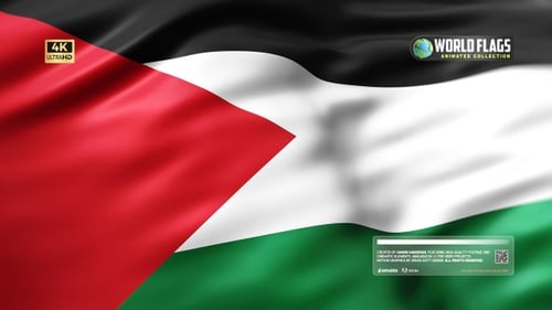 Waving Palestinian Flag in Realistic Fabric Animation