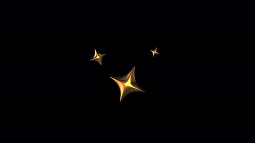 Twinkling golden sparkling stars on transparent background
