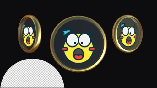 Animated Surprised Emoji Spinning on Golden Coin