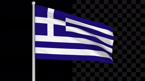 Realistic Waving Flag of Greece with Alpha Channel