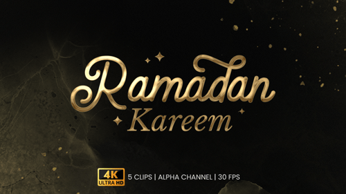 Golden Ramadan Kareem Calligraphy Text Reveal Animation