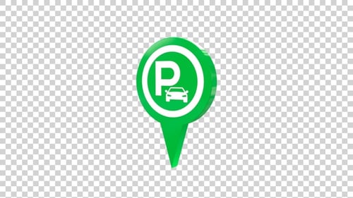 Animated 3D Parking Map Pin Icon