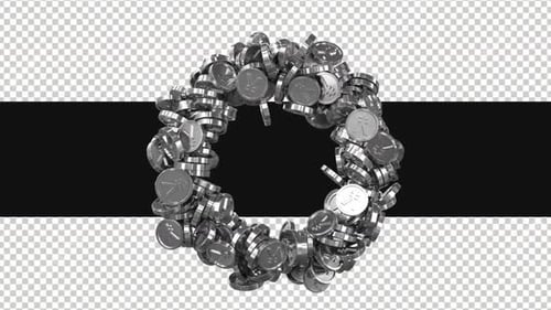 Ringe mit silbernen Yen-Münzen auf Alpha