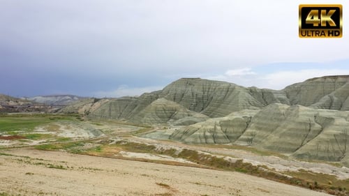 Aerial View of Unique Green Geological Formations