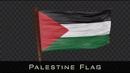 Realistic Waving Palestinian Flag on Golden Pole