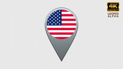Animated 3D American Flag Map Pin Rotation